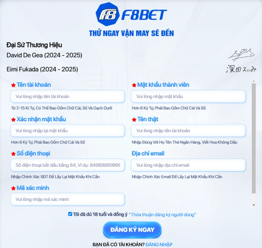 Hướng dẫn đăng ký F8bet